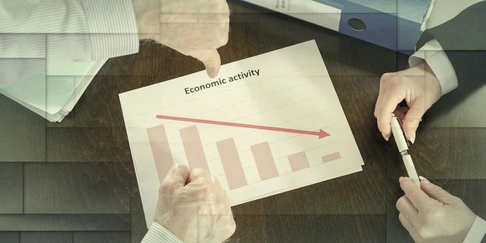 Falling down of economic activity, geometric pattern Stock Photos