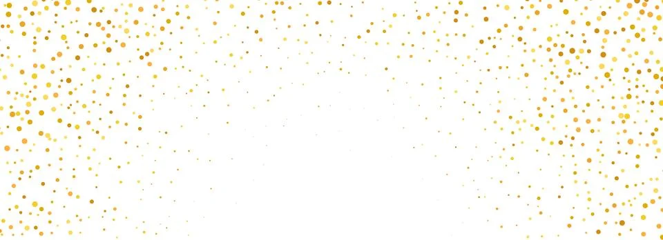 Falling down golden circle confetti background. Splattered gold dotted glitter Stock Illustration
