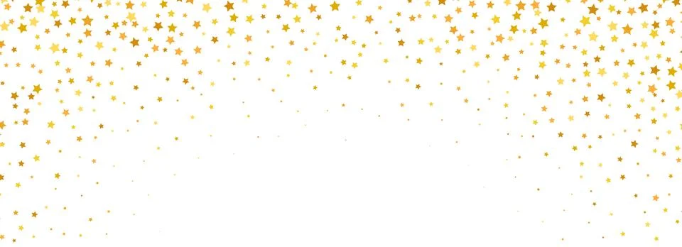 Falling down golden star confetti background. Splattered gold dotted glitter Stock Illustration