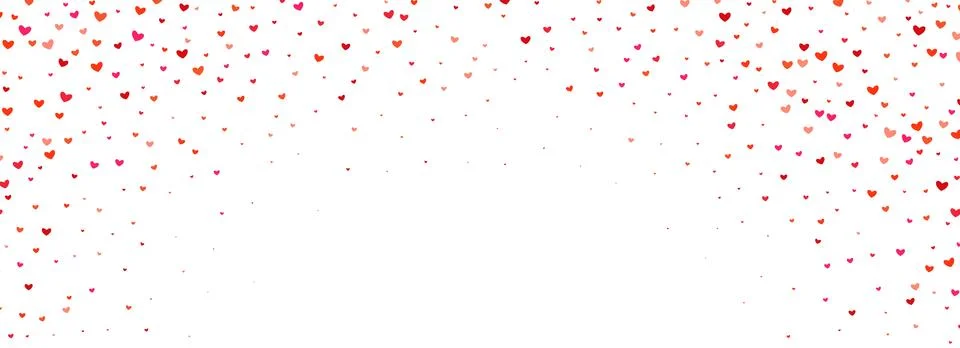Falling down heart-shaped confetti pattern. Splashed pink and red heart glitter 스톡 일러스트