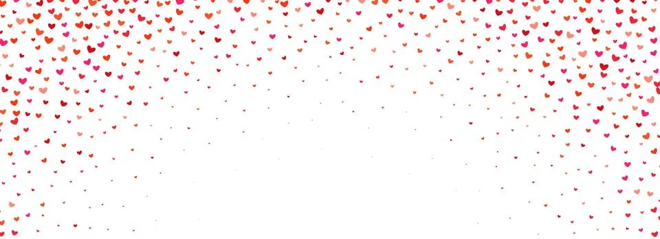 Falling down heart-shaped confetti pattern. Splashed pink and red heart glitter 스톡 일러스트