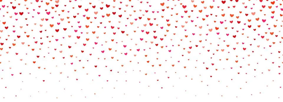 Falling down heart-shaped confetti background. Repeated pink and red heart Stock Illustration