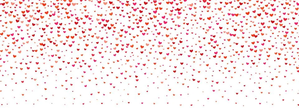 Falling down heart-shaped confetti background. Repeated pink and red heart Stock Illustration