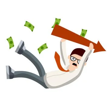 Falling down man in shirt and tie. Office problem. Employee dismissal. Stockillustratie