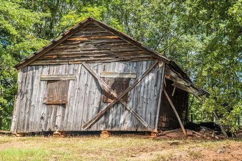 Falling down old rustic homestead Stock Photos