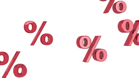 Falling down red percent sign and alpha Stock Footage 75339980