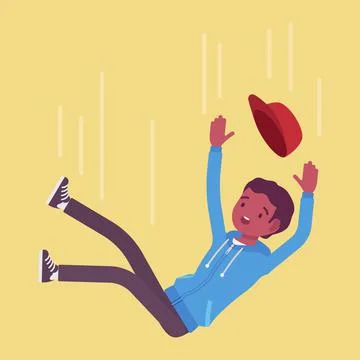 Falling down unsuccessful young black man, making mistake or failure Stock Illustration