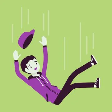 Falling down unsuccessful young man, making mistake, failure Ilustración de archivo