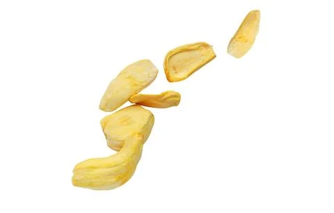 Falling dried jackfruit chips, dried jackfruit fruit Stock Photos