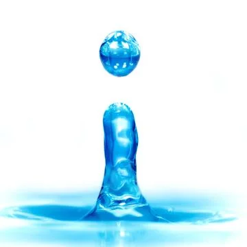 Falling drop of blue water Stock Photos