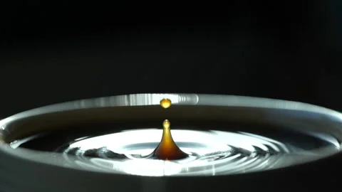 Falling drop into coffee cup in slow motion Stock Footage 156704073