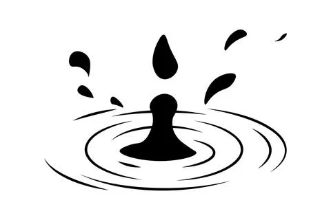 Falling drop of water. Splashes of water. Waves on the water. Vector illustra Illustrazione stock