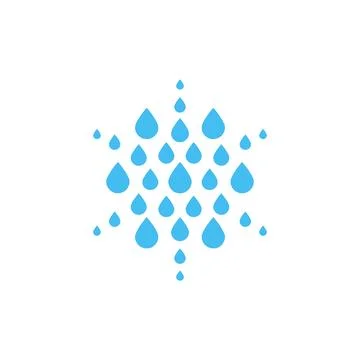 Falling drops icon. Clean water logo template. Round rainy weather logotype Stock Illustration