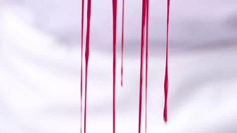 Falling drops of red sauce for dessert. Stock Footage 141561709