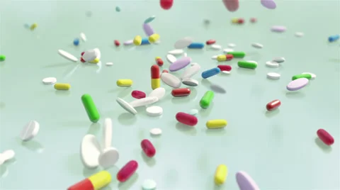 Falling drugs/pils in slow motion Stock Footage 38440274