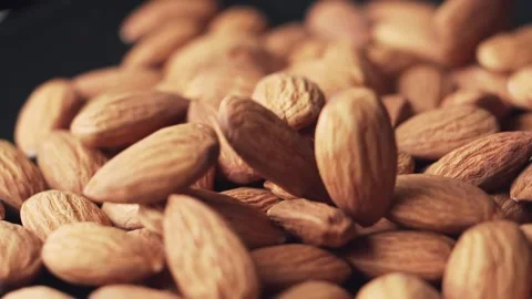 Falling dry almond, slow motion. Nutrient-rich foods. Stock Footage 166091852