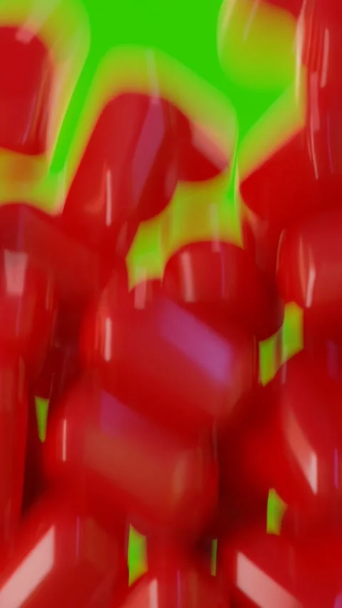 Falling dynamic red hearts filling the screen on green  screen background. Stock Footage 257615344