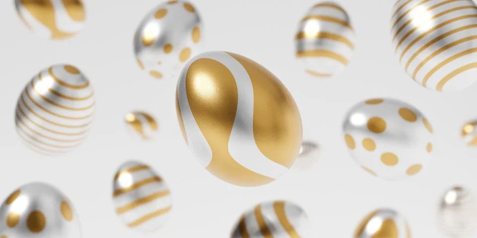 Falling easter egg 3d render background イラスト素材