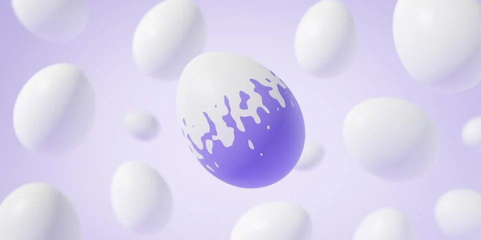 Falling easter egg 3d render background イラスト素材