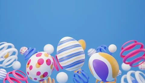 Falling easter egg 3d render background 스톡 일러스트