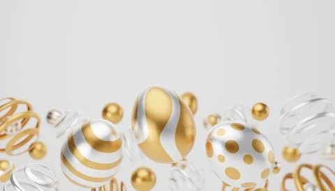 Falling easter egg 3d render background Stock Illustration