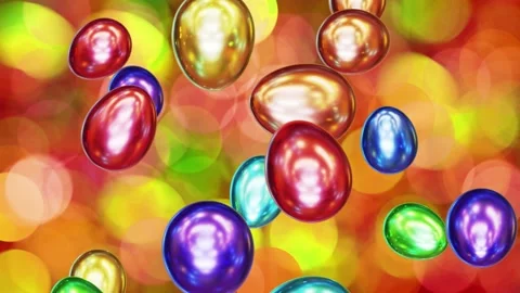 Falling Easter eggs against beautiful sunny bokeh looping 3D animation Video stock 204925785