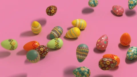 falling easter eggs on a uniform backgro... | Stock Video | Pond5