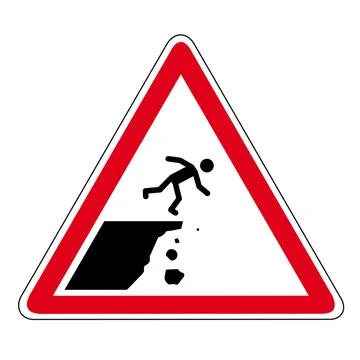 Falling from Edge Warning Sign Stock Illustration