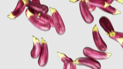 Falling eggplants Transition effect with alpha channel. Stock Footage 141791797