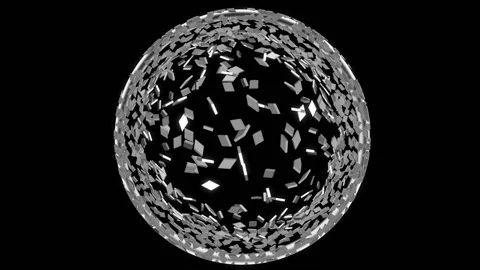 Falling Elements in Space energy black and white visuals 3D Effect Fulldome  Stock Footage 164228115