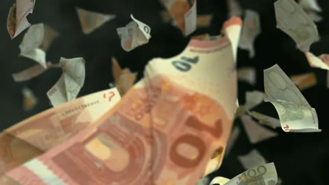 Falling Euro banknotes in 4K Loopable Stock Footage 87494720