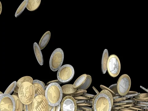 Falling euro coins Stock Footage 76756577