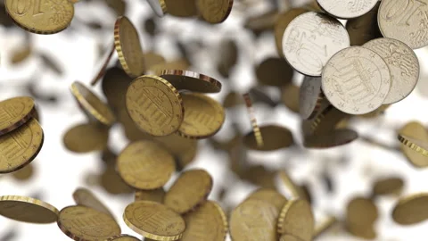 Falling euro coins on white background 스톡 동영상 288048595