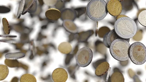 Falling euro coins on white background 스톡 동영상 288048622