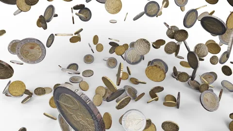 Falling euro coins on white background 스톡 동영상 288049293