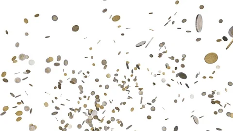 Falling euro coins on white background 스톡 동영상 288049900