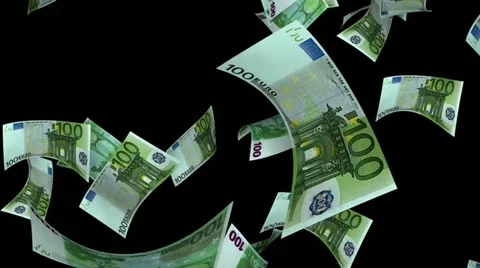 Falling Euro (Loop + Matte) Video stock 11518412