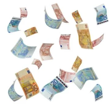 Falling euro notes Stock Photos