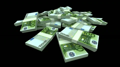 Falling Euro Packs (with Matte) Video stock 11279007
