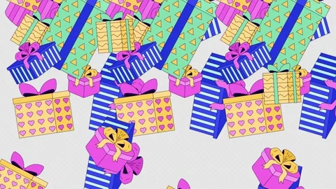 Falling festive gift-giving transition effect video overlay Stock Footage 337887059