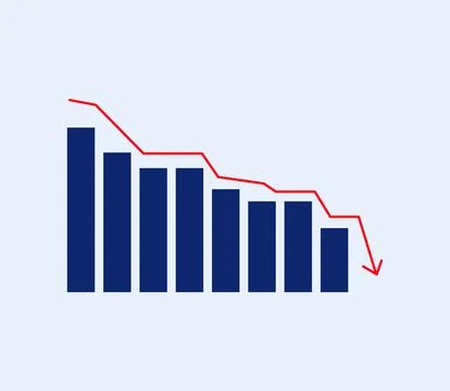 Falling financial chart. Economic collapse and bankruptcy Stock Illustration