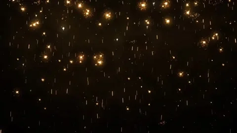 Falling Fire Sparks Embers Glowing Particles on Black Background Stock Footage 274455030