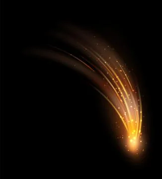 Falling fireball. Yellow space asteroid with fire trail Stock Illustration