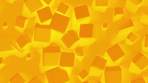 Falling floating yellow cubes, Orange sweet honey or cheese pieces Stock Footage 344118858