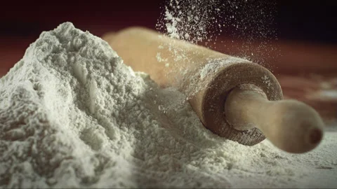 Falling Flour On The Flour On The Table Stock Footage 256936764