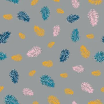 Falling fluffy feathers seamless vector pattern Stock Illustration