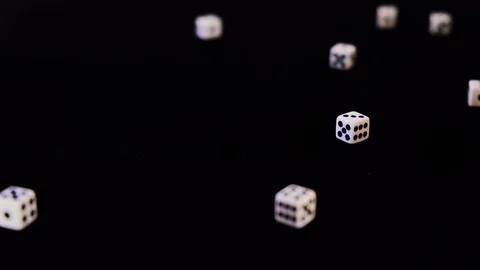 Falling, flying out white cubes on a black background. Bones fall, rotate and Stock Footage 129870787