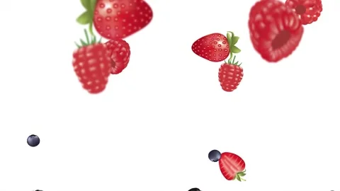 Falling forest fruits on white background Stock Footage 221131250