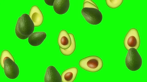 Falling fresh Avocado fruits motion graphics with green screen background Видео 342373949