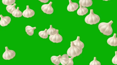 Falling fresh garlic motion graphics with green screen background Video stock 334363216